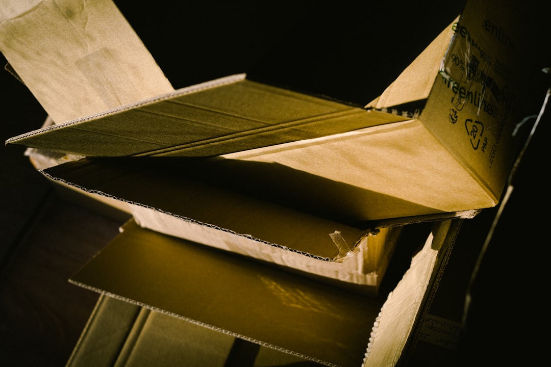 Stack of cardboard moving boxes — exporting your Bitwarden vault as a portable backup file